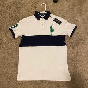 Polo Ralph Lauren White and Navy Polo Shirt